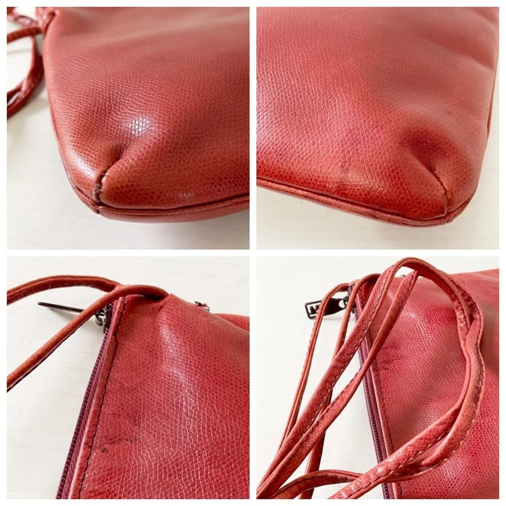 Fendi maroon leather embossed logo vintage crossbody bag